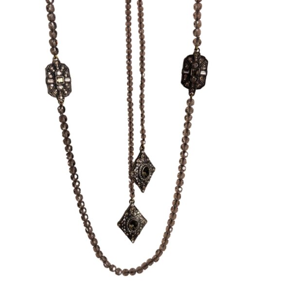 HEIDI DAUS SMOKY, ART DECO STYLE 3 NECKLACES SET, NEW IN BOX - Picture 2 of 9